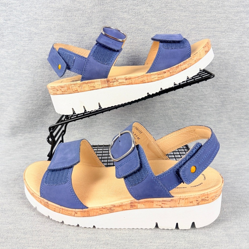Samuel Hubbard Portola Two Strap Sandals Womens 9.5 M Blue Nubuck Platform Strap